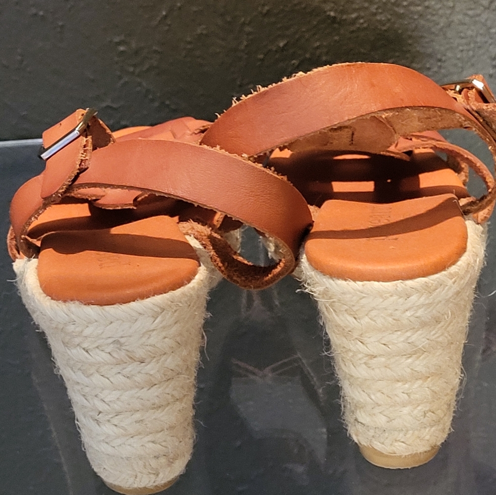 Paseart Brown Leather Espadrilles Made In Spain Size 40 (US 9) - Picture 3 of 8